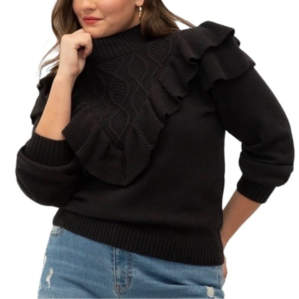 Eloquii Elements Black Balloon Sleeve Sweater Size 26/28 NWT